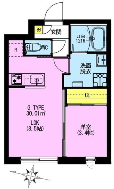 ADORE URBAN大森町A(1LDK/5階)の間取り写真