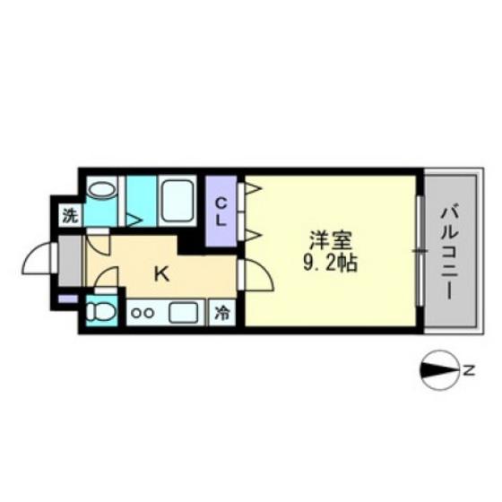 グランフォンテーヌ奉還町(1K/8階)の間取り写真
