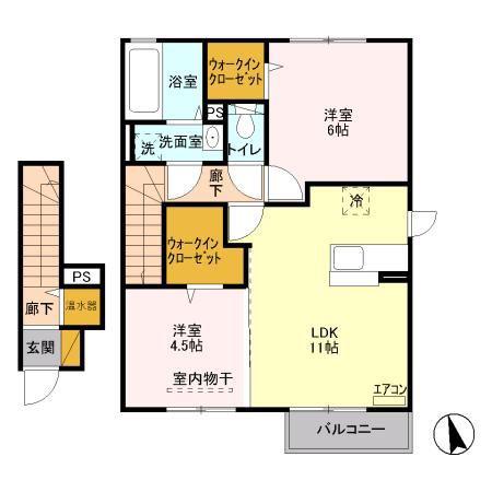 グリーンアベニュー II(2LDK/2階)の間取り写真