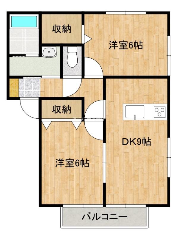 グランシャリオII B(2DK/2階)の間取り写真