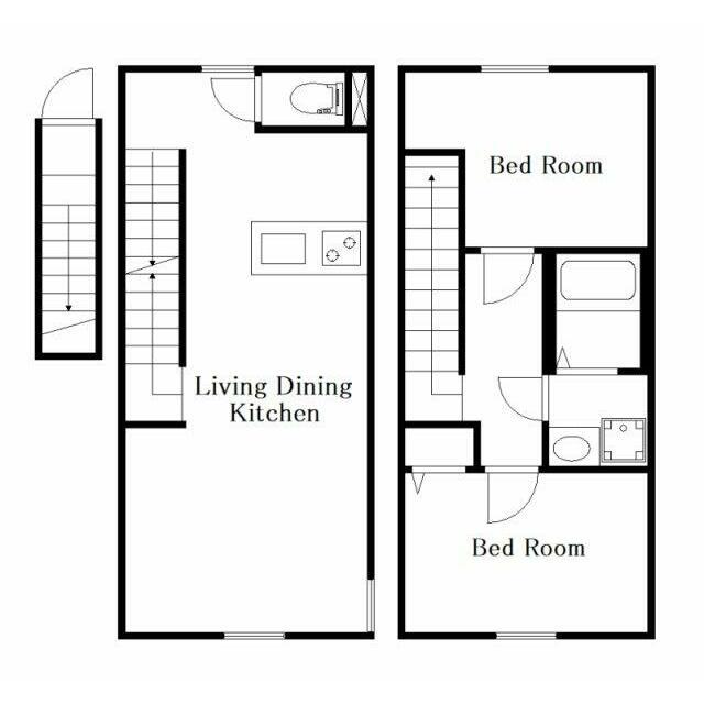 部屋番号206(2LDK/2階)の間取り写真