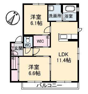 ボナール宮島口西(2LDK/2階)の間取り写真
