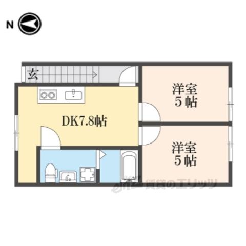 西野大鳥井ハイツ(2LDK/2階)の間取り写真
