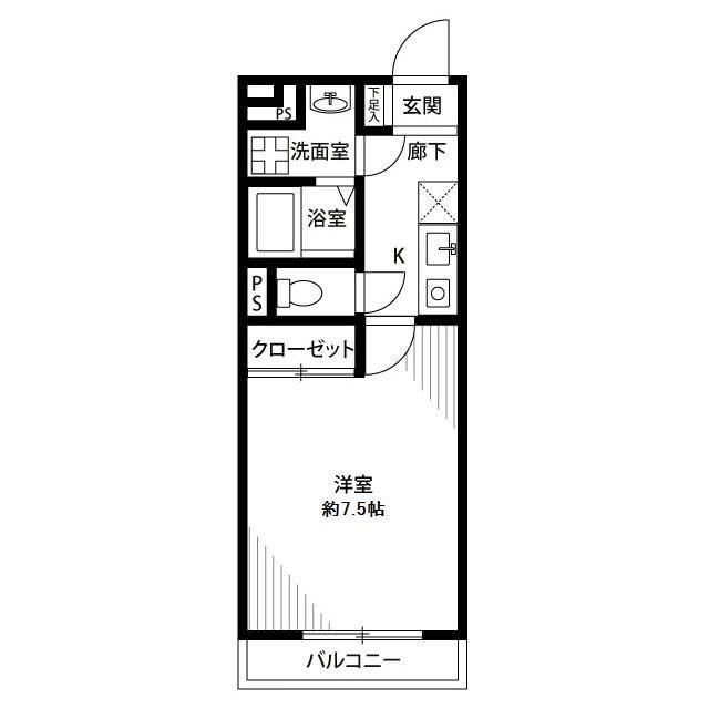 プレール越谷(1K/4階)の間取り写真