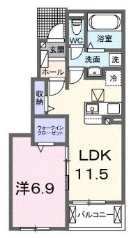 ライラック(1LDK/1階)の間取り写真