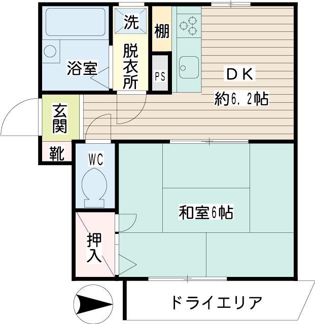 井土ヶ谷ドエル吉田(1DK/1階)の間取り写真