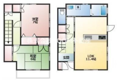 明和ハウスII B棟(2LDK/1階)の間取り写真
