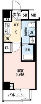 AXAS大塚(1K/5階)の間取り写真