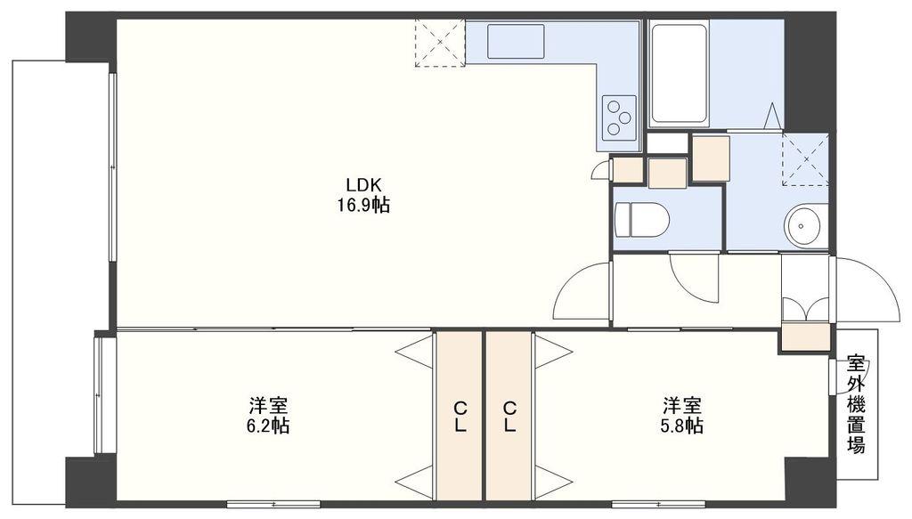ソレイユ出島(2LDK/7階)の間取り写真