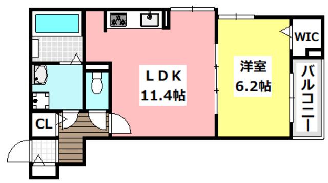ヴィアソーレ茨木(1LDK/2階)の間取り写真