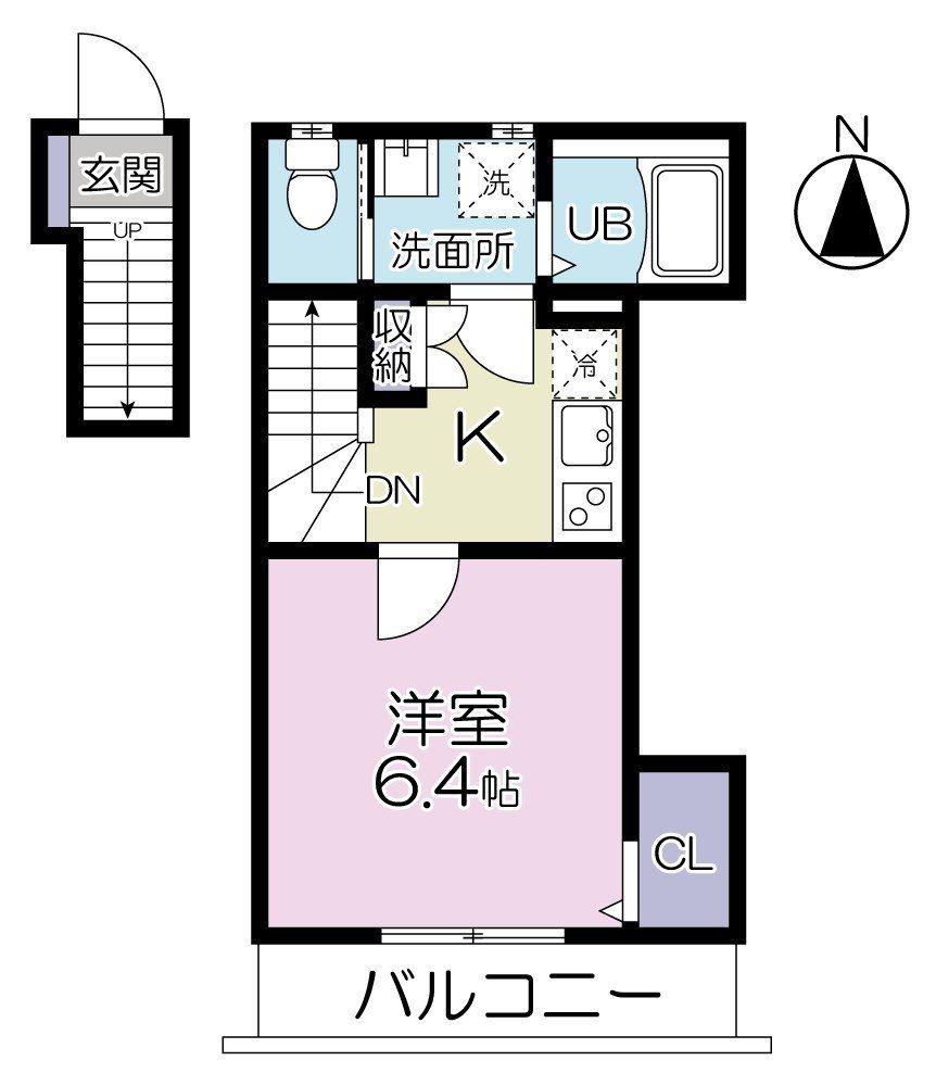 グランシャレー亀有II(1K/2階)の間取り写真