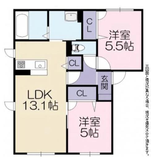 ヴィラコート2(2LDK/1階)の間取り写真