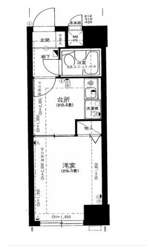 ライオンズマンション板橋中丸町(1K/3階)の間取り写真