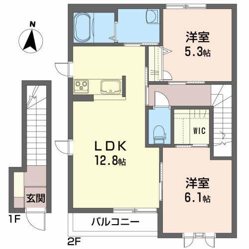 KブランシェJ(2LDK/2階)の間取り写真