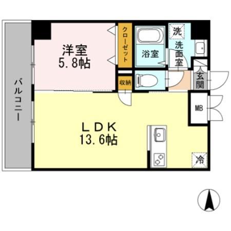 グランパルク小金井(1LDK/2階)の間取り写真