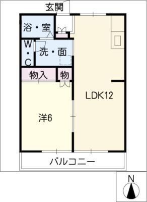 ウッドヴィラ B棟(1LDK/2階)の間取り写真