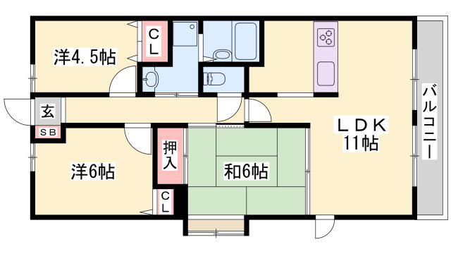 ロイヤルヴィーゼ南新在家(3LDK/6階)の間取り写真