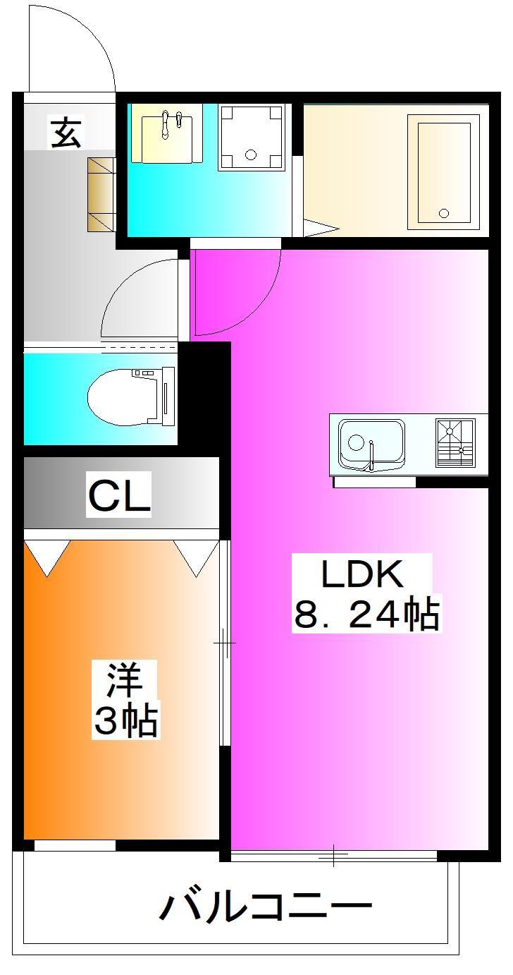 ガーデンヒルズ南浦和(1LDK/2階)の間取り写真