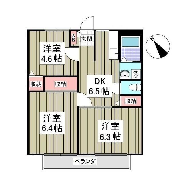 源七ハイツ(3DK/2階)の間取り写真