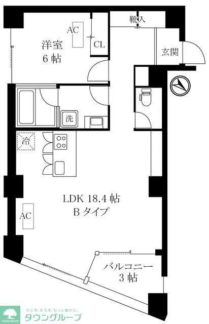 オレア日本橋浜町(1LDK/7階)の間取り写真