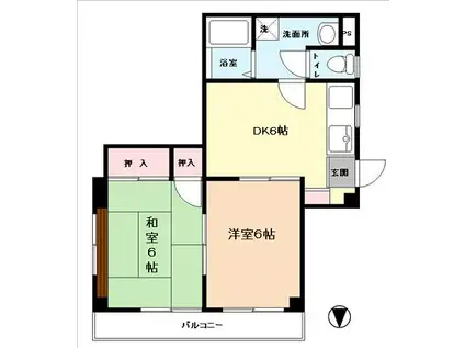 メゾンハーヴェストII(2DK/3階)の間取り写真