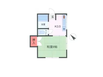 ハイムペタルマ(1K/2階)の間取り写真