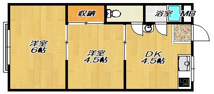 照竜荘(2DK/1階)の間取り写真