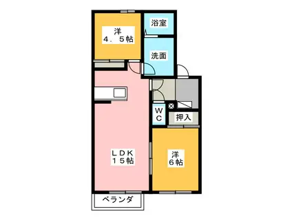 ジュネスI A(2LDK/2階)の間取り写真