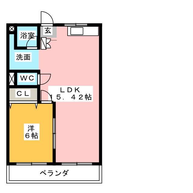 シャトー桐野(1LDK/3階)の間取り写真