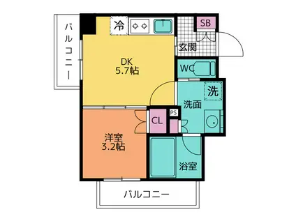 NIDO SHIN-OKACHIMACHI(1DK/7階)の間取り写真