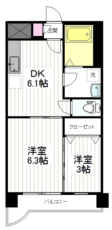 パルメゾン泉(2DK/5階)の間取り写真