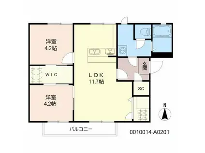 ウィズF(2LDK/2階)の間取り写真