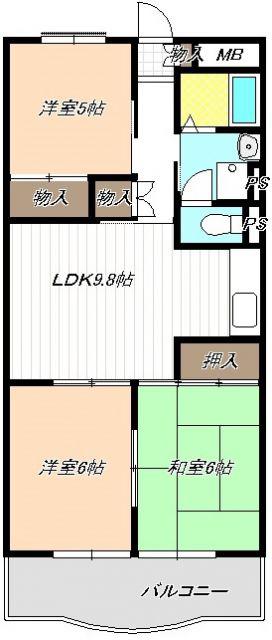 メゾン二村III(3DK/2階)の間取り写真