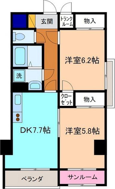 カサ・ミラ(2DK/2階)の間取り写真