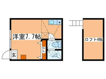 フレール貝瀬(ワンルーム/2階)の間取り写真