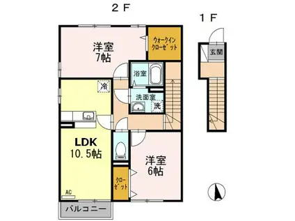 アクシス南島田 B棟(2LDK/2階)の間取り写真