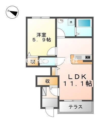 CASA美輪I(1LDK/1階)の間取り写真