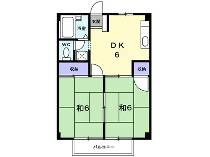 シティハイツ林(2DK/2階)の間取り写真