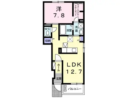 オークスレジデンスII(1LDK/1階)の間取り写真