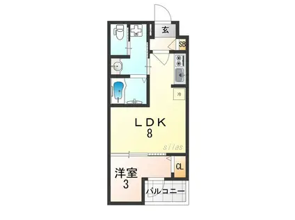 H-MAISON塚本III(1LDK/2階)の間取り写真