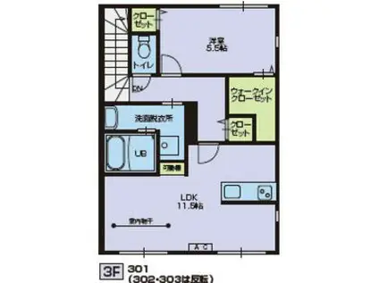 ニュースカイタウンA棟(1LDK/3階)の間取り写真