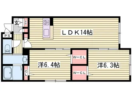 リラフォート白坂(2LDK/3階)の間取り写真