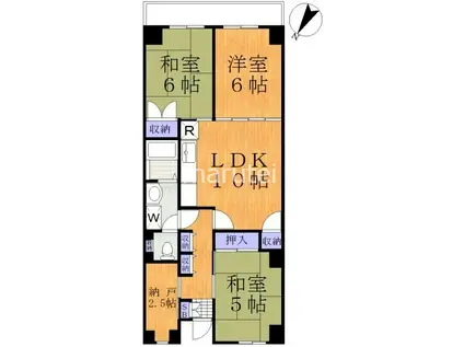 グリーンヒルハイツ(3SLDK/5階)の間取り写真