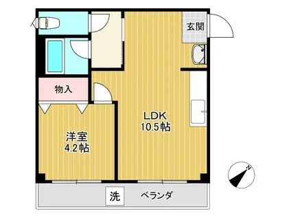 アクティー大和3号(1LDK/1階)の間取り写真