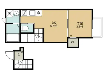 LEPROTTOI(1DK/2階)の間取り写真