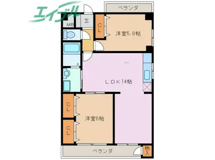 アンファブール(2LDK/3階)の間取り写真