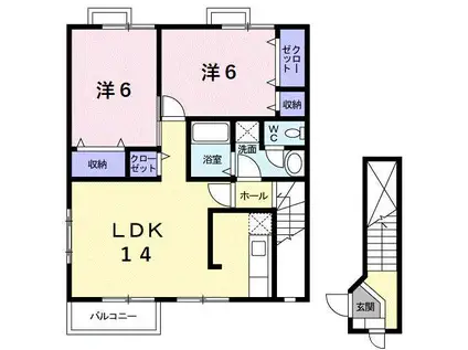 メゾンドラパンI(2LDK/2階)の間取り写真