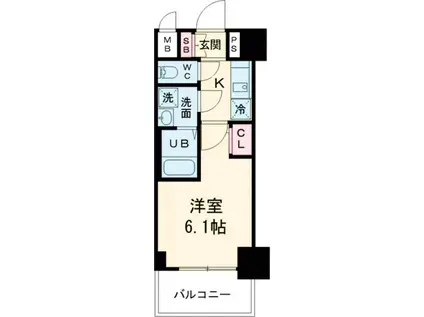 エスリード神戸兵庫駅ミッドポート(1K/11階)の間取り写真