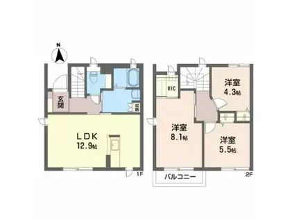 ルヴァン(3LDK/1階)の間取り写真