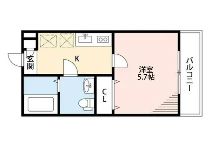 グランフロント本千葉(1K/2階)の間取り写真